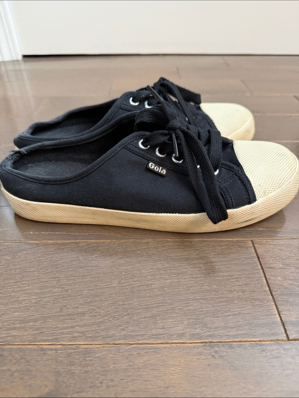 Gola Black Canvas Sneakers with Cream Toe Caps